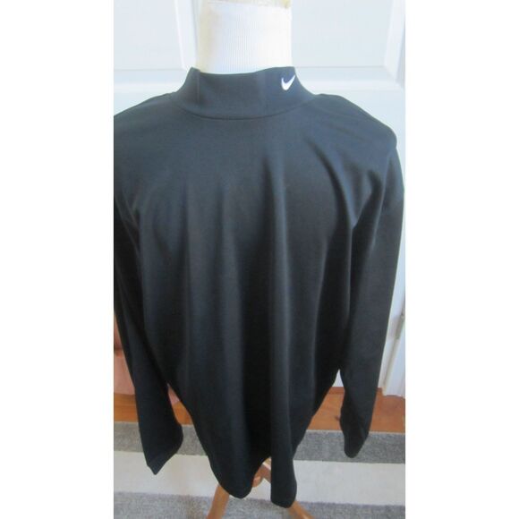 NEW NIKE BLACK LONG SLEEVE MOCK TURTLE NECK  DRI FIT  SIZE  MENS LARGE - Picture 1 of 3